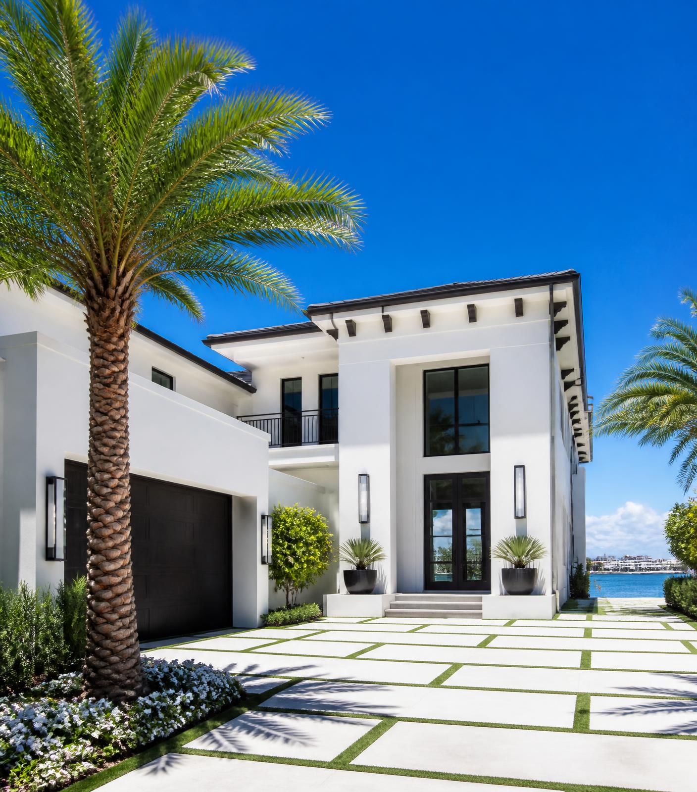 Bright South Florida home with white exterior walls